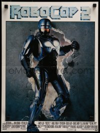 4y696 ROBOCOP 2 French 15x20 1990 cyborg policeman Peter Weller, sci-fi sequel!
