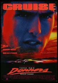 4y043 DAYS OF THUNDER German 1990 close image of angry NASCAR race car driver Tom Cruise!