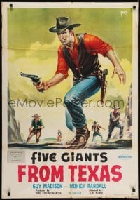 4y998 FIVE FOR REVENGE Italian 1sh 1966 cool completely different artwork of cowboy Guy Madison!