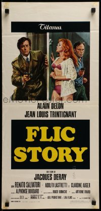 4y934 COP STORY Italian locandina 1975 Alain Delon, Trintignant, sexy Claudine Auger, Flic Story!