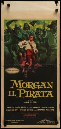 4y965 MORGAN THE PIRATE Italian locandina 1961 Morgan il pirate, Nistri art of swashbuckler Reeves!