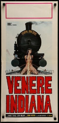 4y966 NAKED IN THE SUN Italian locandina R1970s different art of naked woman tied to tracks!