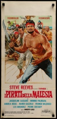4y975 PIRATES OF MALAYSIA Italian locandina 1964 cool art of swashbuckler Steve Reeves by Ciriello!