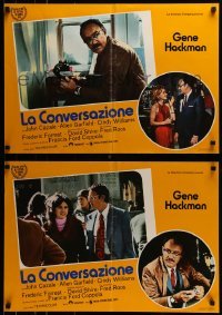 4y864 CONVERSATION group of 8 Italian 18x26 pbustas 1974 Gene Hackman, Francis Ford Coppola directed!