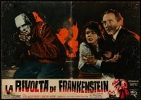 4y894 EVIL OF FRANKENSTEIN Italian 19x27 pbusta 1964 Cushing, Hammer, he's back & no one can stop him!