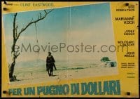 4y895 FISTFUL OF DOLLARS Italian 19x26 pbusta 1967 introducing the man with no name, Clint Eastwood!