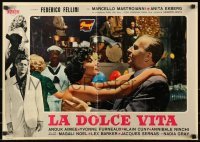 4y899 LA DOLCE VITA Italian 19x27 pbusta 1961 Federico Fellini, sexiest Yvonne Furneaux!