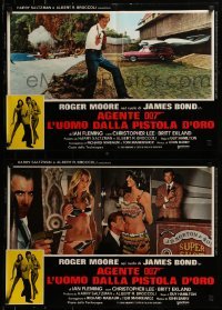4y870 MAN WITH THE GOLDEN GUN group of 8 Italian 18x26 pbustas 1974 Roger Moore as James Bond!