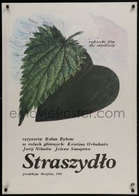 4y743 CHUCHELO Polish 27x38 1985 wonderful artwork of leaf with heart shadow by Pawel Malko!