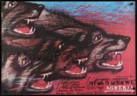 4y760 FIGHT FOR MOSCOW Polish 26x37 1989 wild Andrzej Pagowski art of wolf pack!