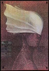 4y823 UNDER THE VOLCANO Polish 27x38 1985 bizarre art of woman w/towel by Lech Majewski!