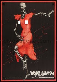 4y831 WAR OF THE WORLDS NEXT CENTURY Polish 26x38 1981 Hoff & Pagowski art of skeleton in dress!