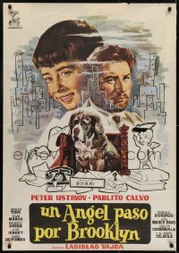 4y095 MAN WHO WAGGED HIS TAIL Spanish 1961 Un Angelo e scesco a Brooklyn, Peter Ustinov, Jano art!