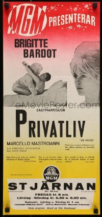 4y040 VERY PRIVATE AFFAIR Swedish stolpe 1962 Louis Malle's Vie Privee, Brigitte Bardot, Mastroianni
