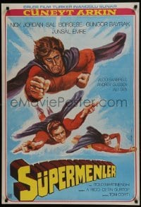 4y010 3 SUPERMEN AGAINST GODFATHER Turkish 1979 wonderful art of flying superheros!