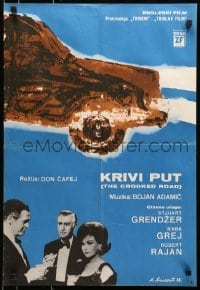 4y262 CROOKED ROAD Yugoslavian 19x27 1965 Robert Ryan, Stewart Granger, Nadia Gray, Muvernuth art!