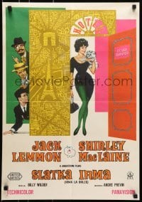 4y277 IRMA LA DOUCE Yugoslavian 19x28 1963 Shirley MacLaine & Jack Lemmon, Billy Wilder directed!