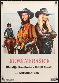 4y280 LEGEND OF FRENCHIE KING Yugoslavian 20x28 1971 Nistri art of Cardinale & Bardot!