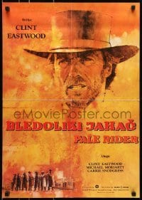 4y286 PALE RIDER Yugoslavian 19x27 1985 great art of cowboy Clint Eastwood by C. Michael Dudash!