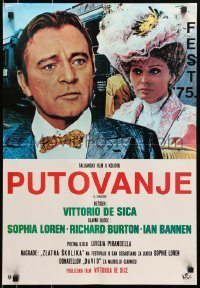 4y305 VOYAGE Yugoslavian 19x27 1974 Sophia Loren, Richard Burton, Vittorio De Sica!