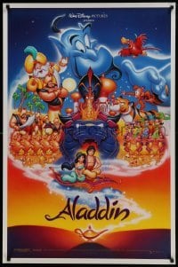 4z065 ALADDIN DS 1sh 1992 Walt Disney Arabian fantasy cartoon, Calvin Patton art of cast!