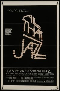 4z073 ALL THAT JAZZ 1sh 1979 Roy Scheider, Jessica Lange, Bob Fosse musical, title in lights!