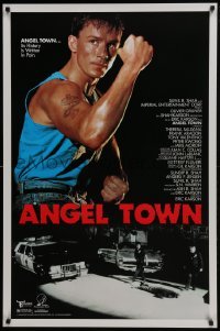 4z081 ANGEL TOWN 1sh 1990 Eric Karson directed, Olivier Gruner, Los Angeles street gangs!