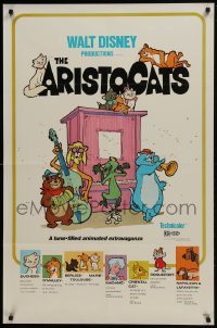 4z089 ARISTOCATS 1sh R1980 Walt Disney feline jazz musical cartoon, great art of cats!