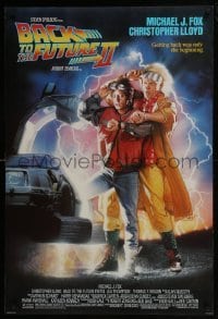 4z103 BACK TO THE FUTURE II DS 1sh 1989 art of Michael J. Fox & Christopher Lloyd by Drew Struzan!