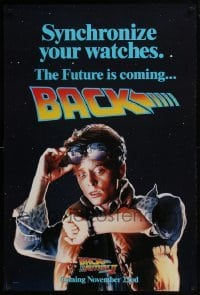 4z104 BACK TO THE FUTURE II teaser DS 1sh 1989 Michael J. Fox as Marty, synchronize your watches!