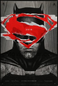 4z125 BATMAN V SUPERMAN teaser DS 1sh 2016 cool close up of Ben Affleck in title role under symbol!
