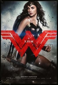 4z129 BATMAN V SUPERMAN teaser DS 1sh 2016 great image of sexiest Gal Gadot as Wonder Woman!