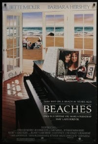 4z132 BEACHES 1sh 1988 great image of best friends Bette Midler & Barbara Hershey!