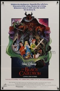 4z158 BLACK CAULDRON advance 1sh 1985 first Walt Disney CG, cool fantasy art by Paul Wenzel!