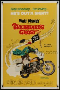 4z163 BLACKBEARD'S GHOST 1sh R1976 Walt Disney, artwork of wacky invisible pirate Peter Ustinov!