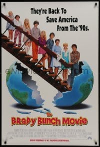4z179 BRADY BUNCH MOVIE advance 1sh 1995 Betty Thomas directed, Long & Gary Cole as Mike & Carol!