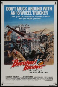 4z183 BREAKER BREAKER 1sh 1977 Chuck Norris, cool art of 18-wheeler trucks!