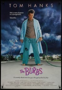 4z197 BURBS DS 1sh 1989 best Tom Hanks image, a man of peace in a savage land, suburbia!