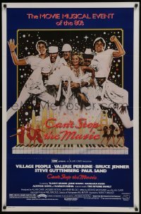 4z206 CAN'T STOP THE MUSIC 1sh 1980 great group photo of The Village People & cast in all white!