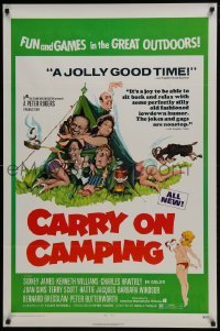 4z212 CARRY ON CAMPING 1sh 1971 Sidney James, English nudist sex, wacky outdoors artwork!