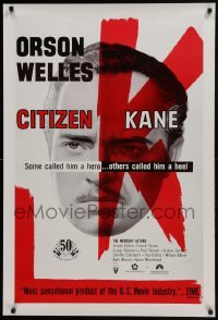4z229 CITIZEN KANE 1sh R1991 some called Orson Welles a hero, others called him a heel!