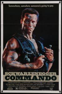 4z245 COMMANDO 1sh 1985 Arnold Schwarzenegger is going to make someone pay!