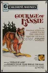 4z252 COURAGE OF LASSIE 1sh R1972 artwork of Elizabeth Taylor with famous canine!