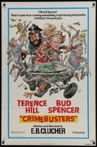 4z255 CRIMEBUSTERS 1sh 1979 great art of Terence Hill & Bud Spencer by Jack Davis!