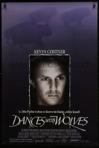 4z262 DANCES WITH WOLVES DS 1sh 1990 Kevin Costner directs & stars, image of buffalo!