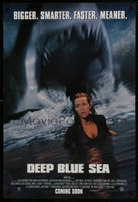 4z277 DEEP BLUE SEA advance DS 1sh 1999 cool image of sexy girl about to be attacked by gigantic shark!