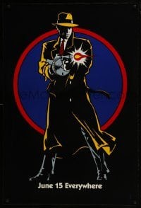 4z288 DICK TRACY teaser DS 1sh 1990 June 15 style, full-length art of Warren Beatty with tommy gun!