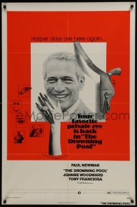 4z309 DROWNING POOL 1sh 1975 cool image of Paul Newman as private eye Lew Harper!