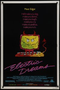 4z320 ELECTRIC DREAMS 1sh 1984 Virginia Madsen, wacky art of smiling devil computer!