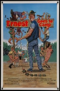 4z324 ERNEST GOES TO CAMP 1sh 1987 Jim Varney as Ernest P. Worrell, Iron Eyes Cody, great art!